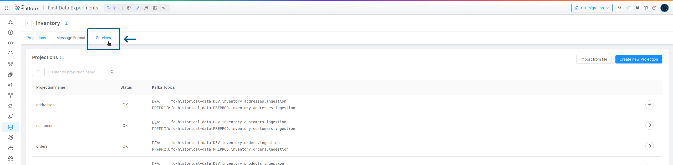 Open Services section