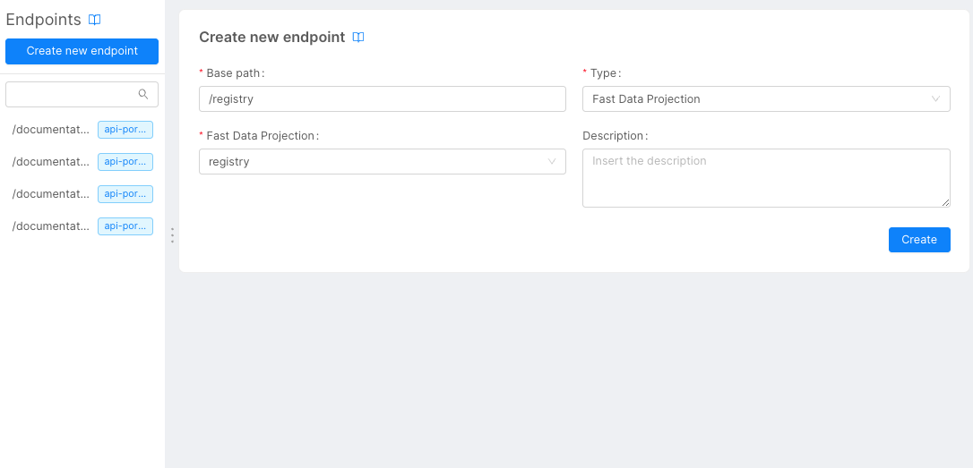 Create Endpoint's Projection