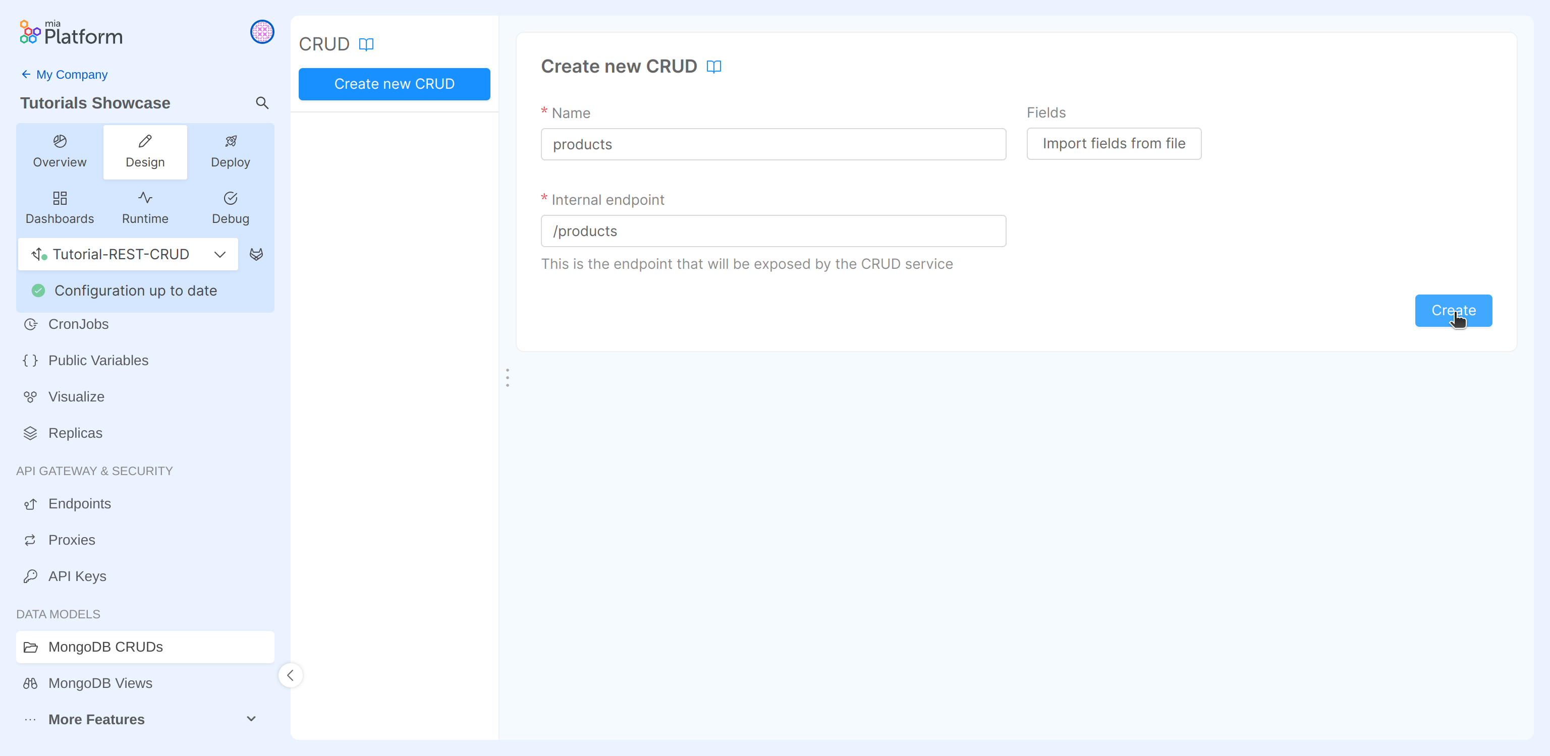 Create new MongoDB CRUD
