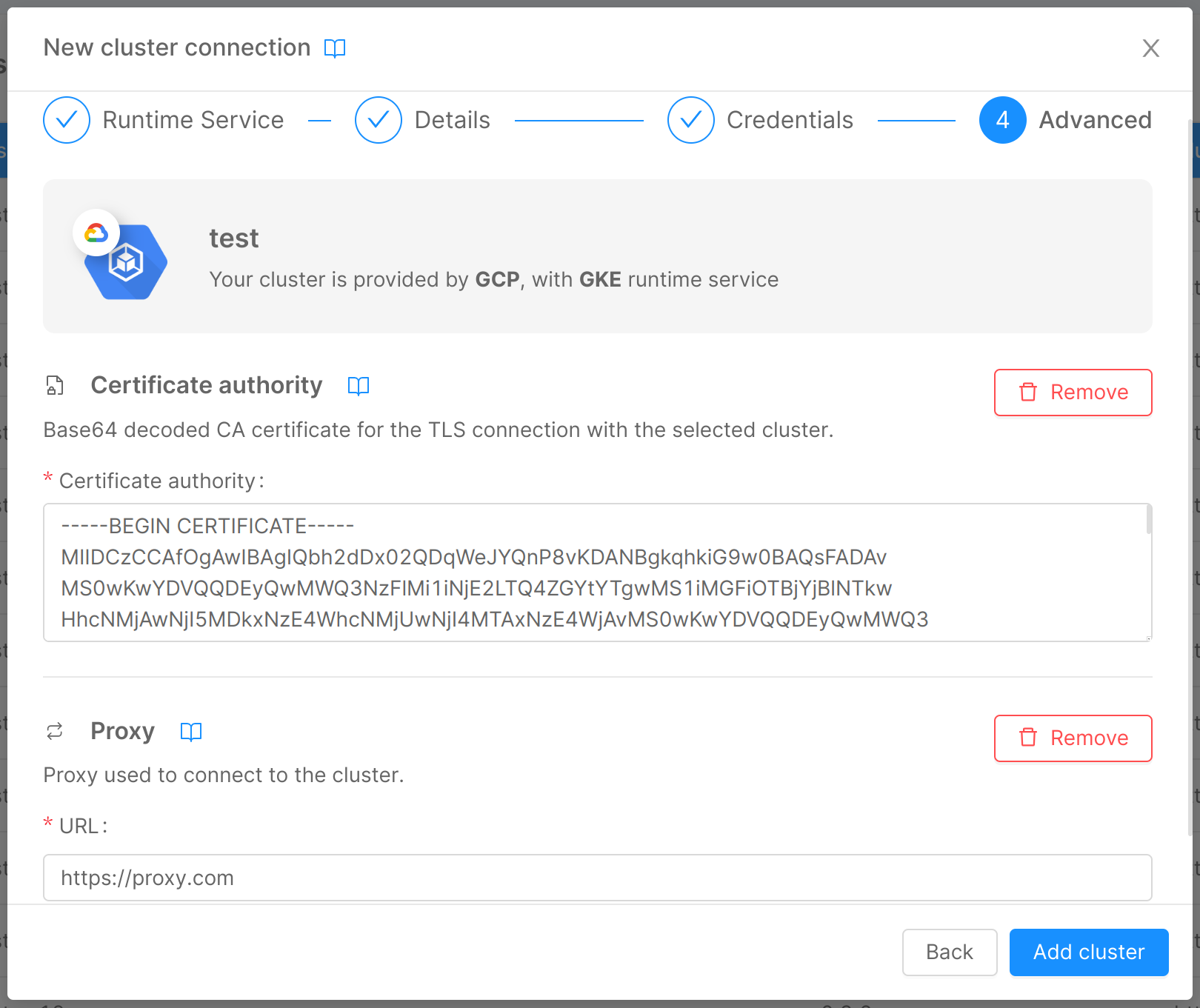 Add cluster connection 4