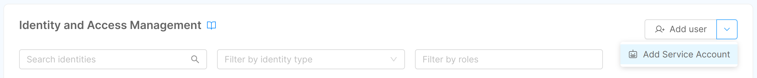 Add Company Service Account from dropdown