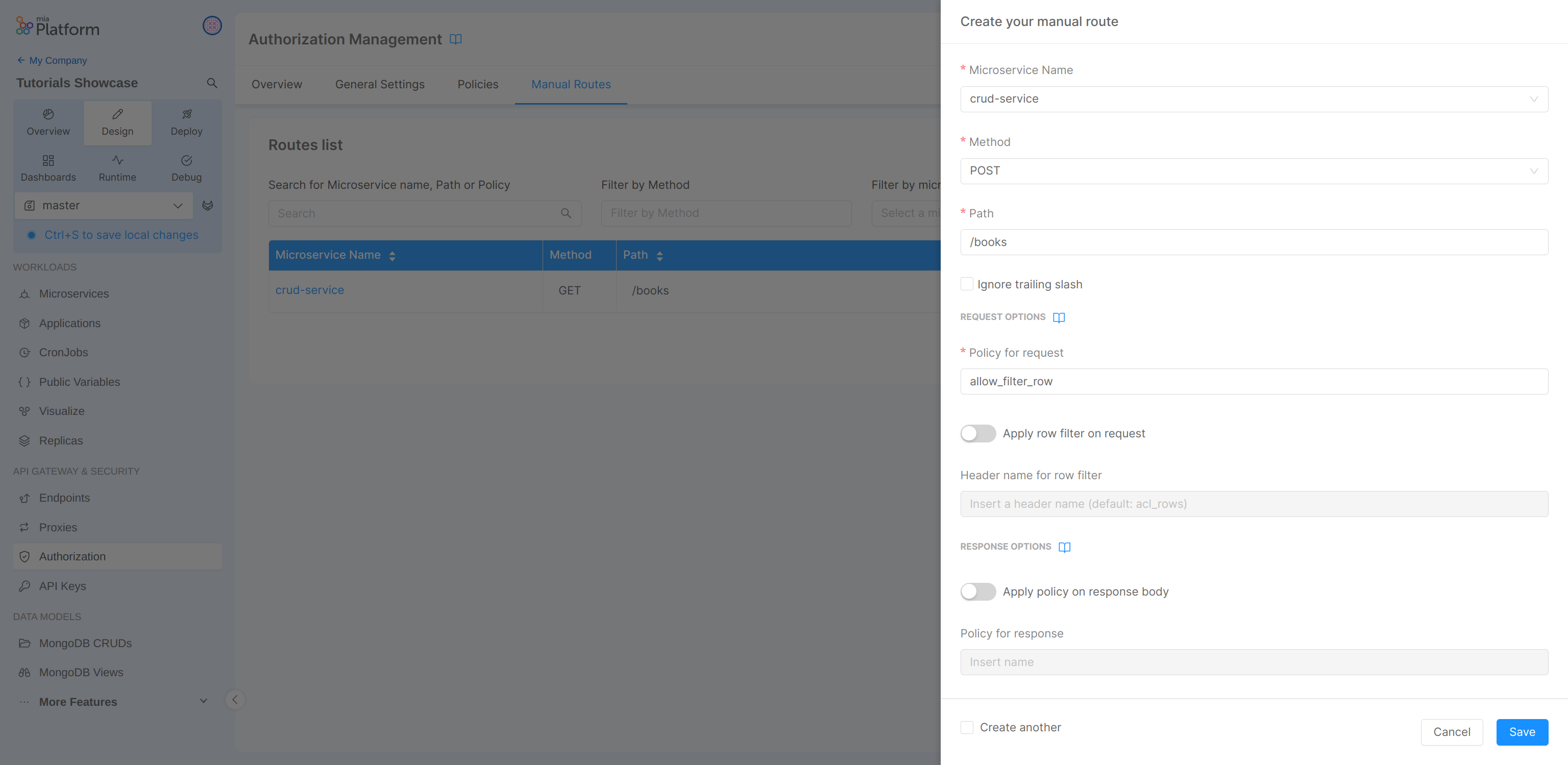 RBAC first manual route