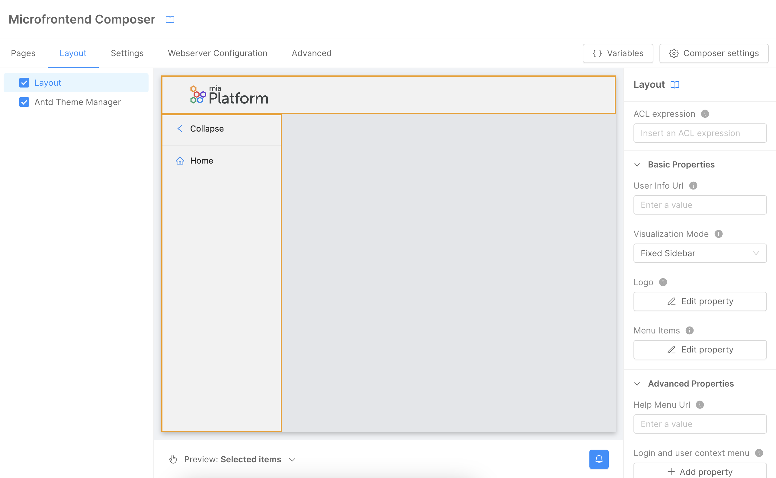 Microfrontend Composer Layout