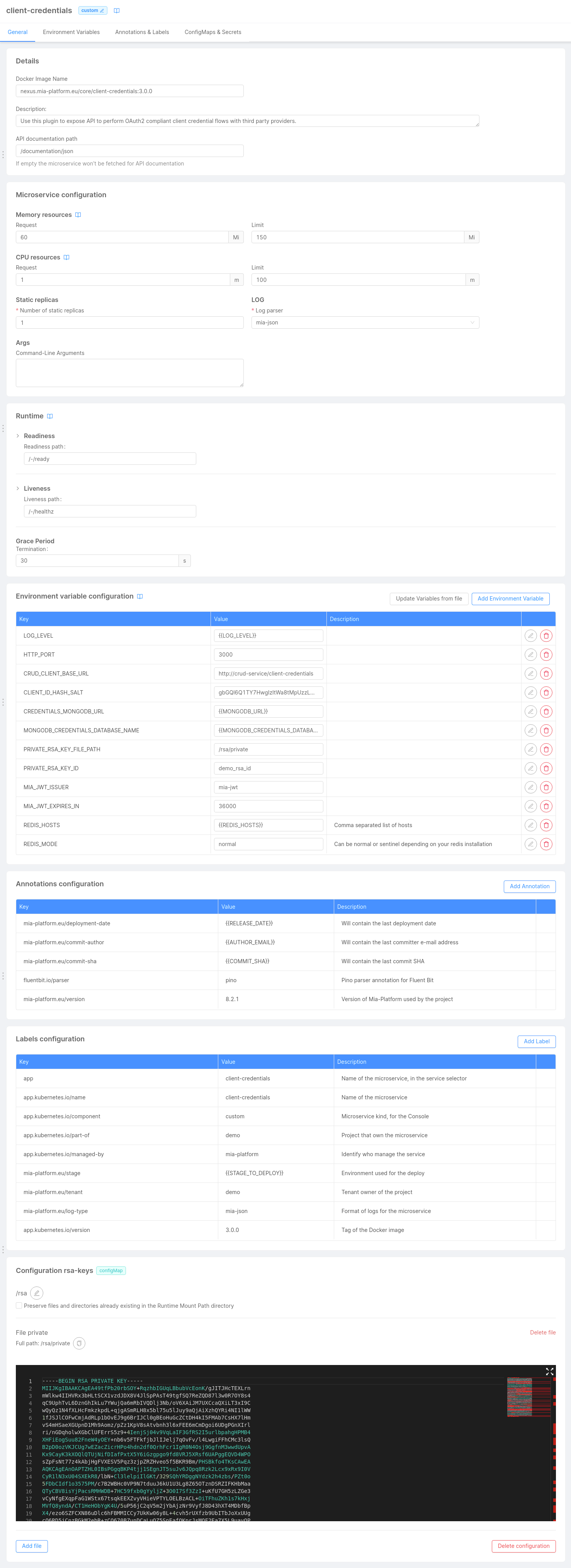 Client credentials service