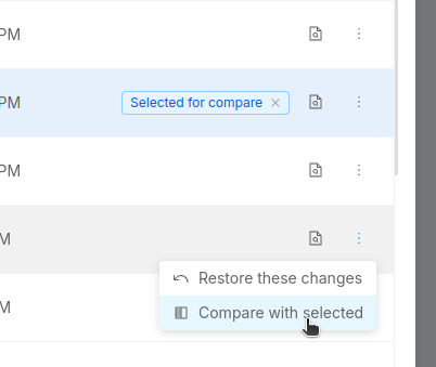 "Compare with selected" button