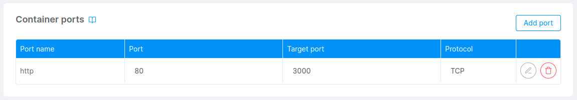 Environment variable section