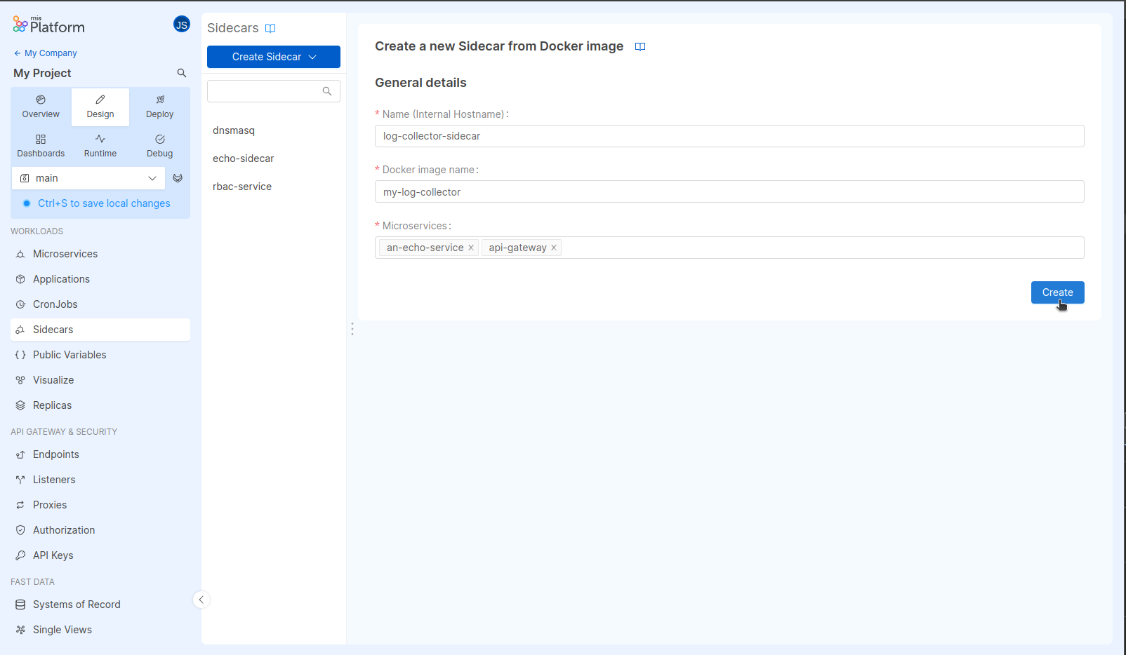 Create sidecar from docker image