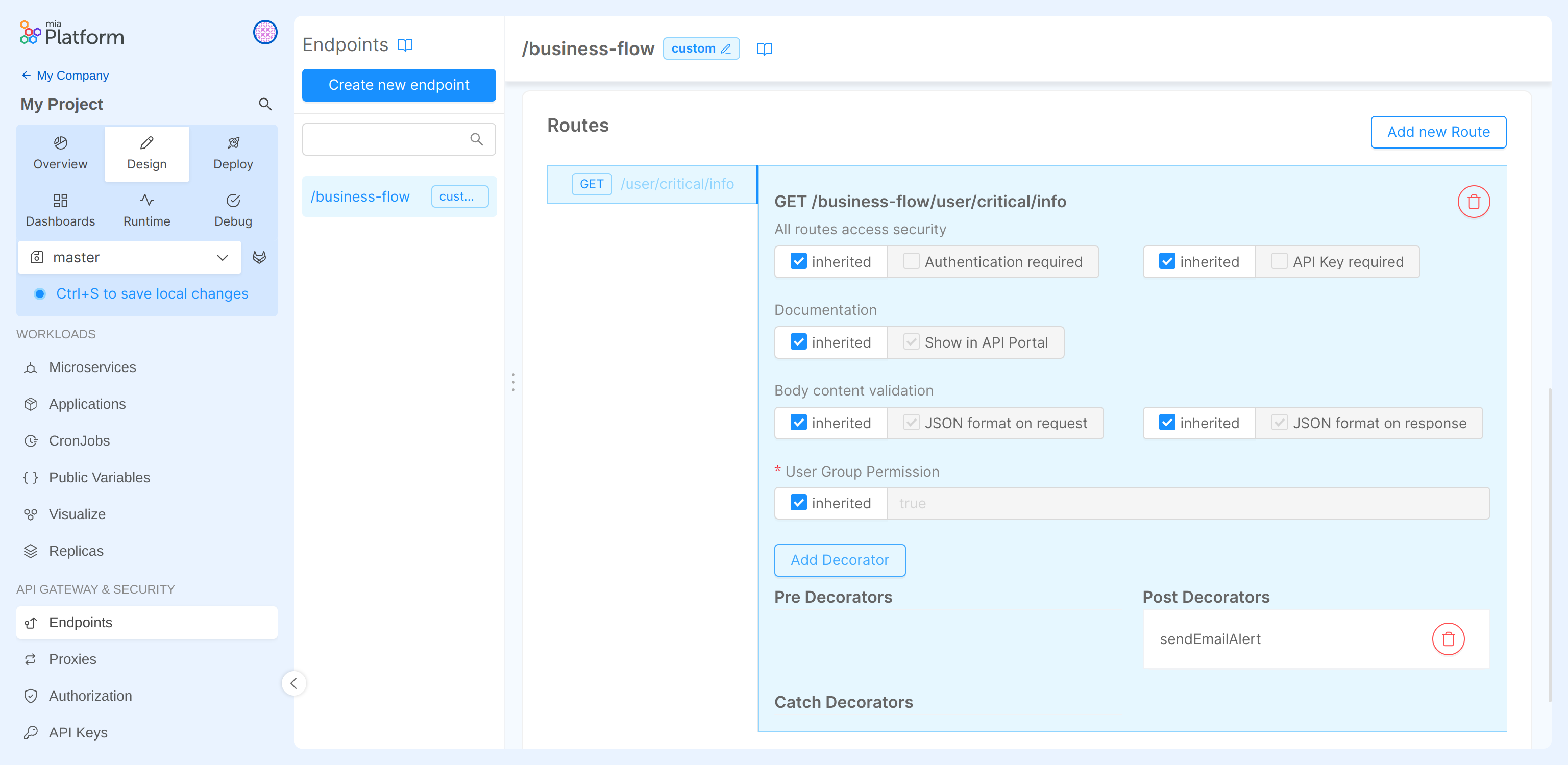 Decorator route link visualization