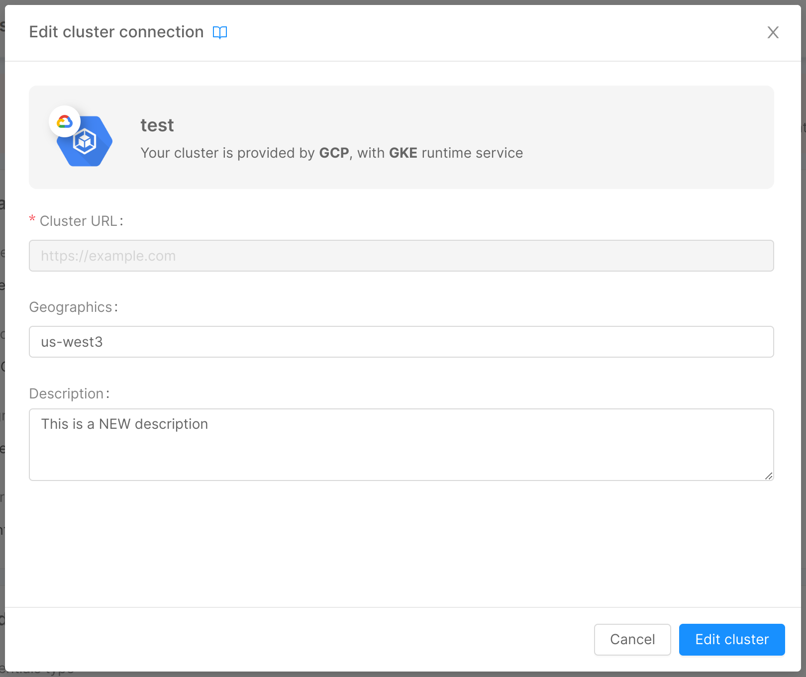 Edit cluster details