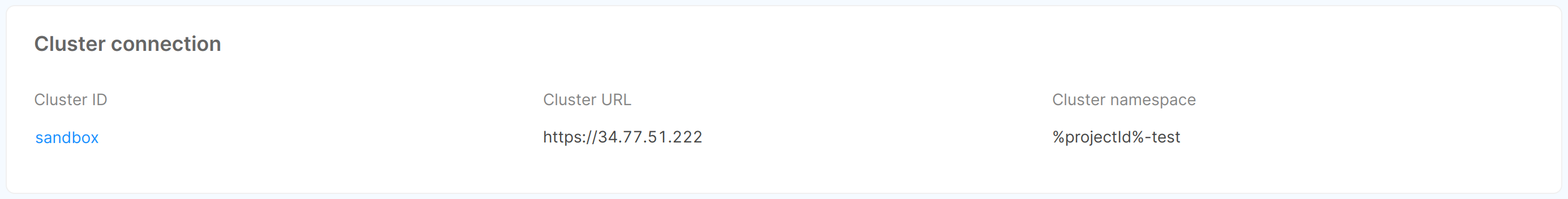 environments cluster connection