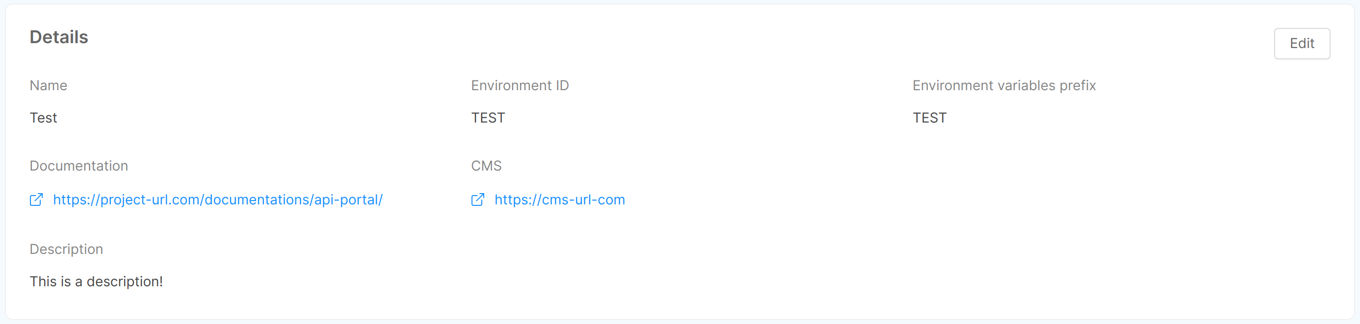 environments details
