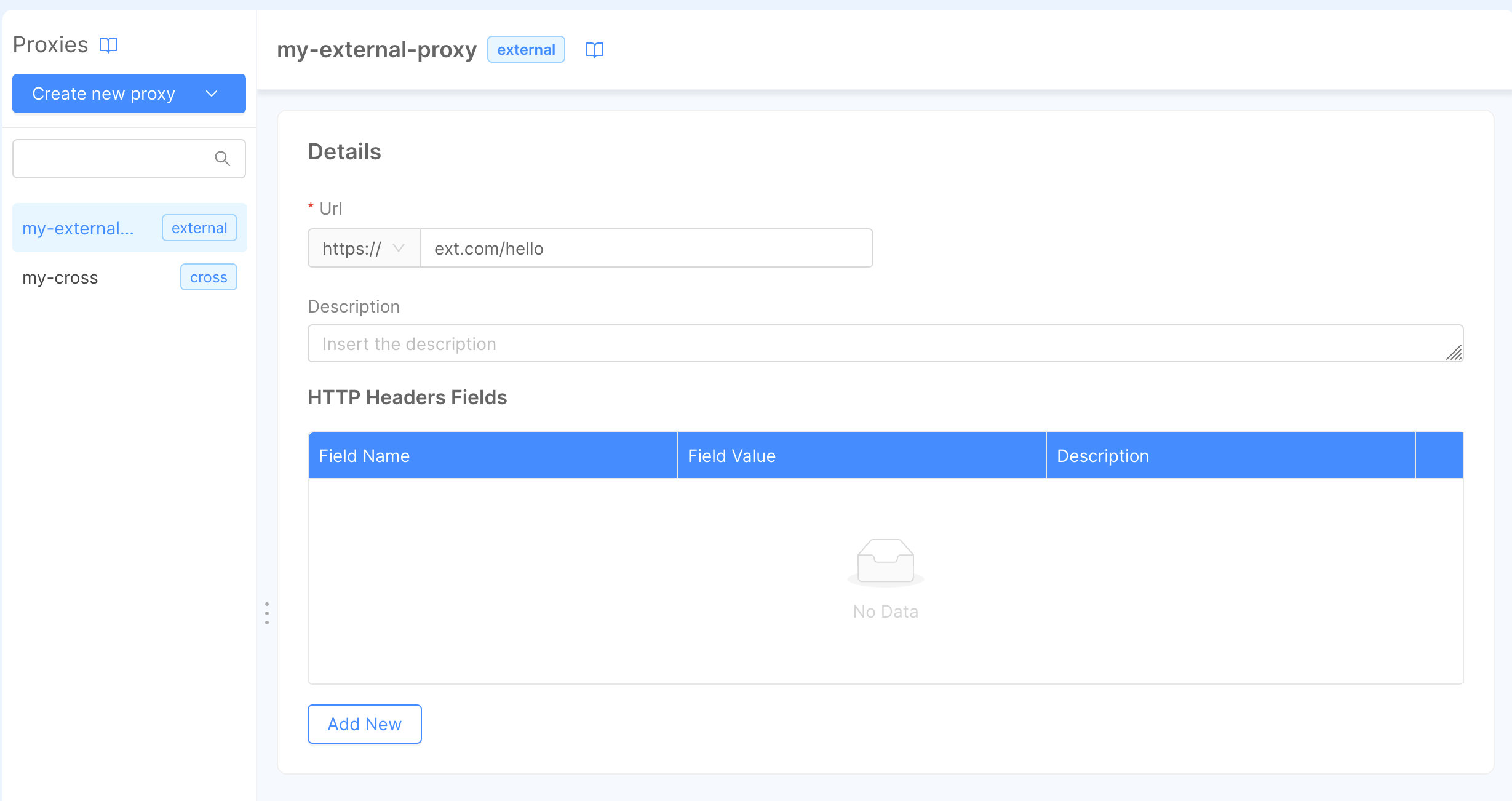 external proxy creation