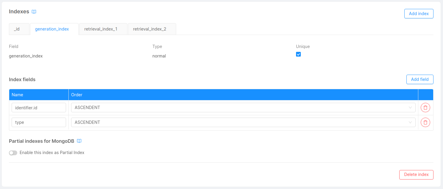 Projection Changes index