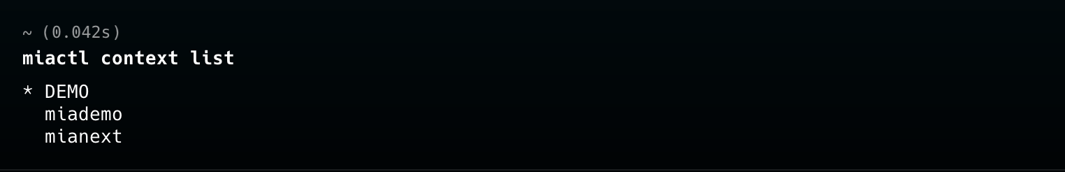 Miactl available contexts