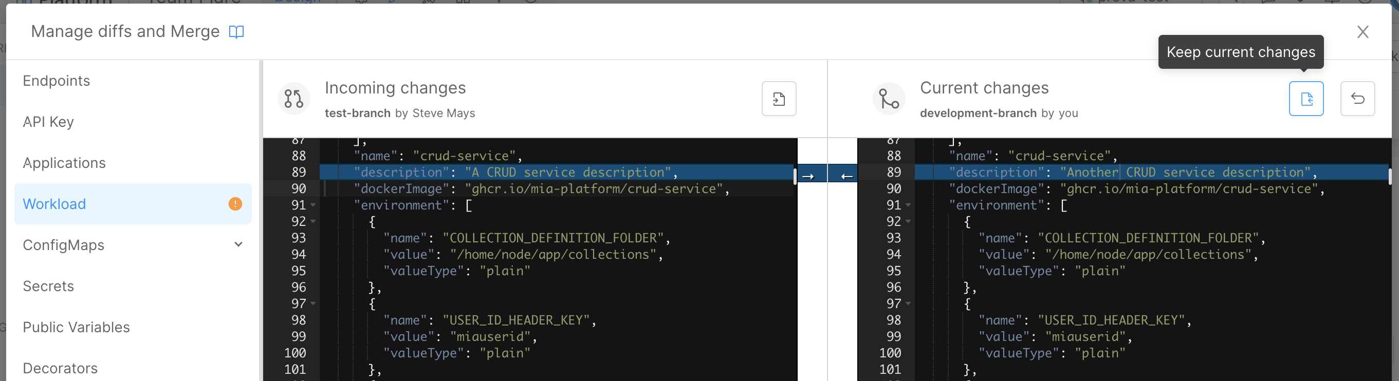 Keep current changes