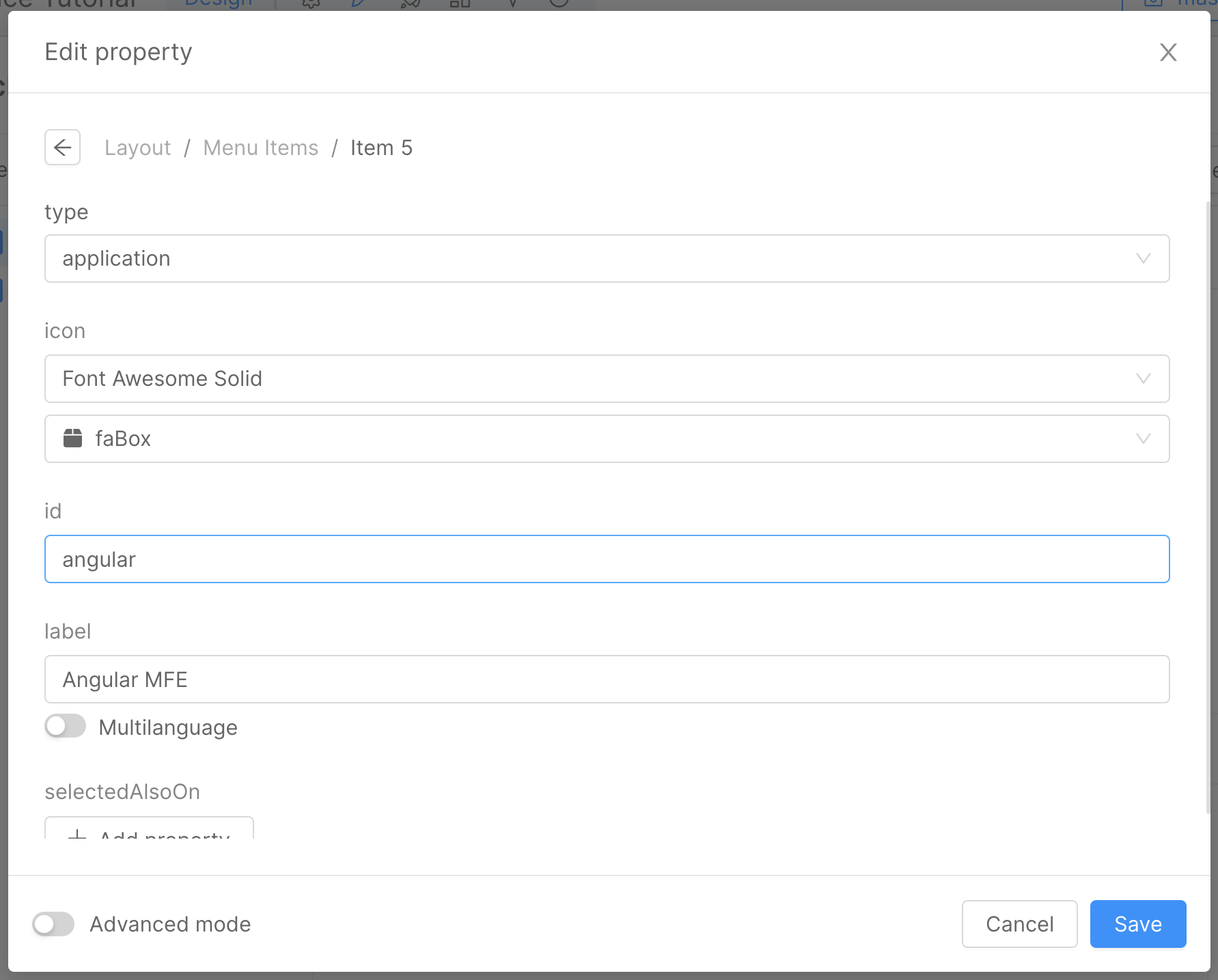 Add a new menu item to the Microfrontend Composer Menu