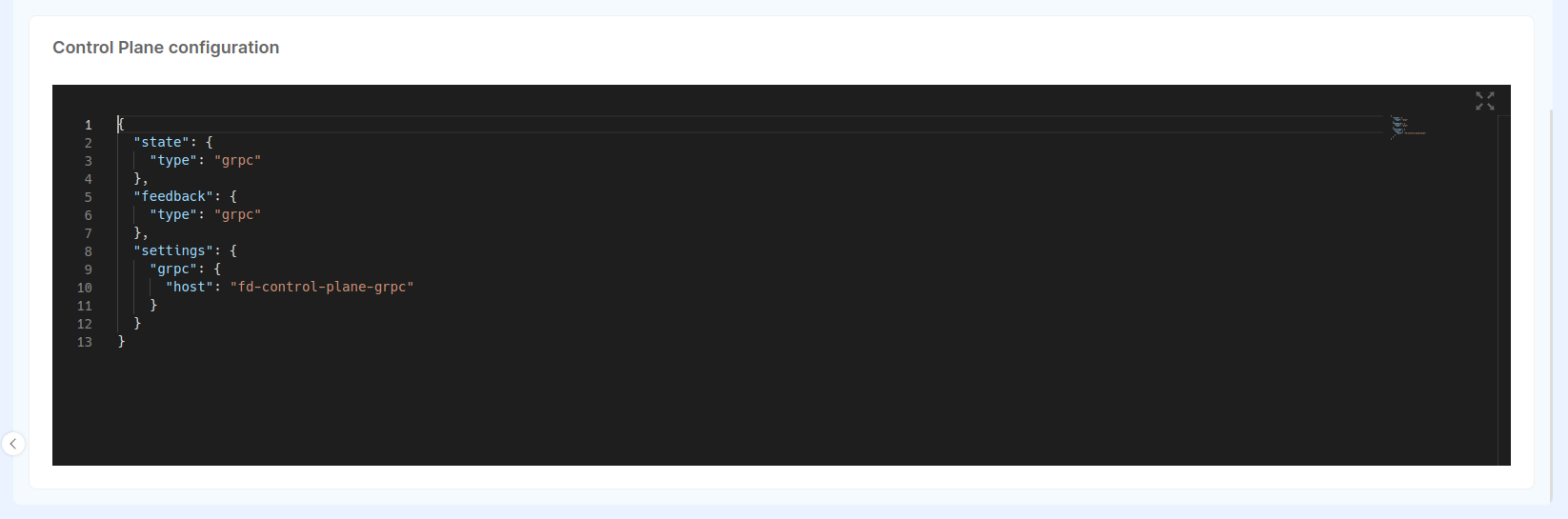control plane panel in projection storer config page
