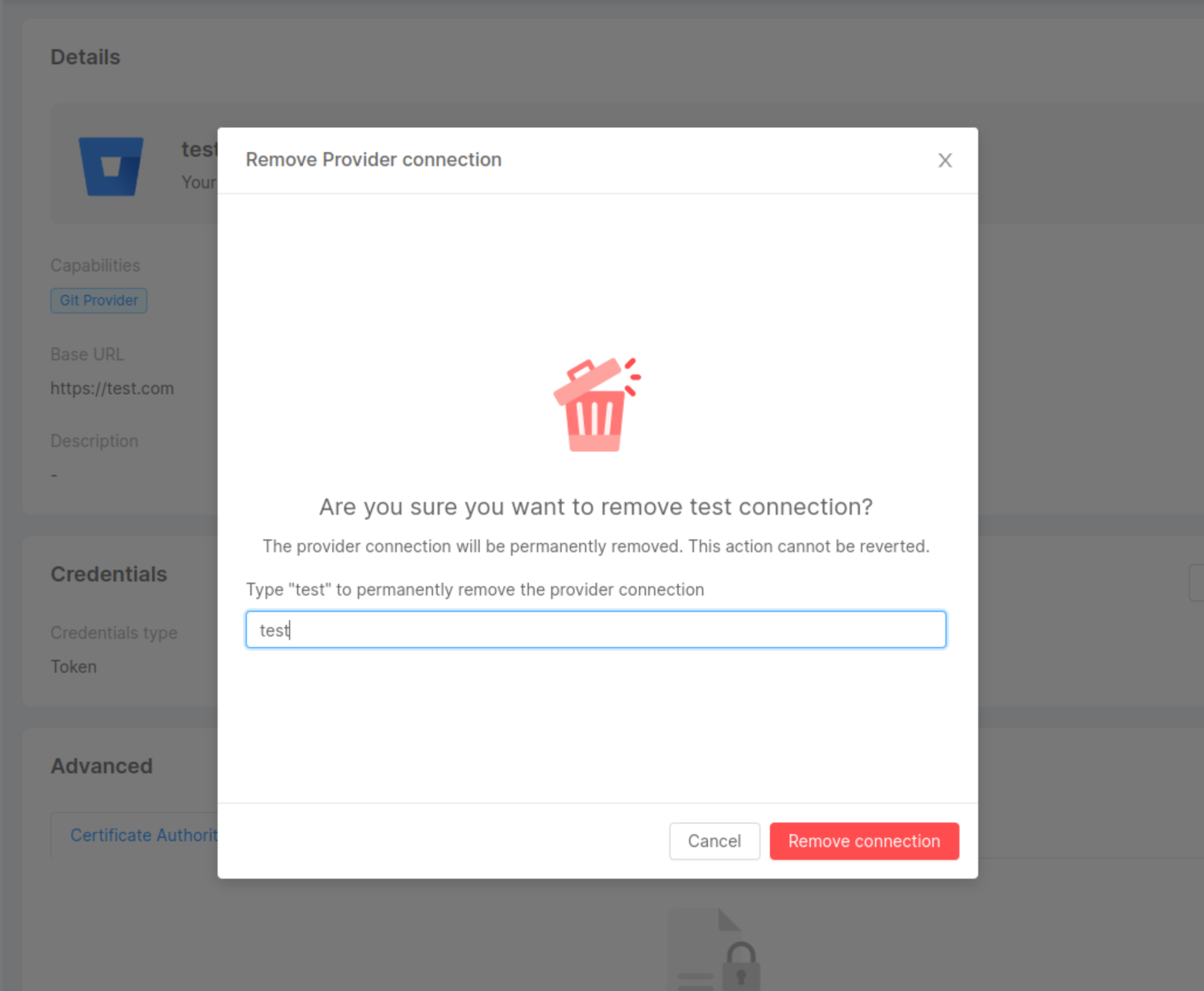 Remove provider connection