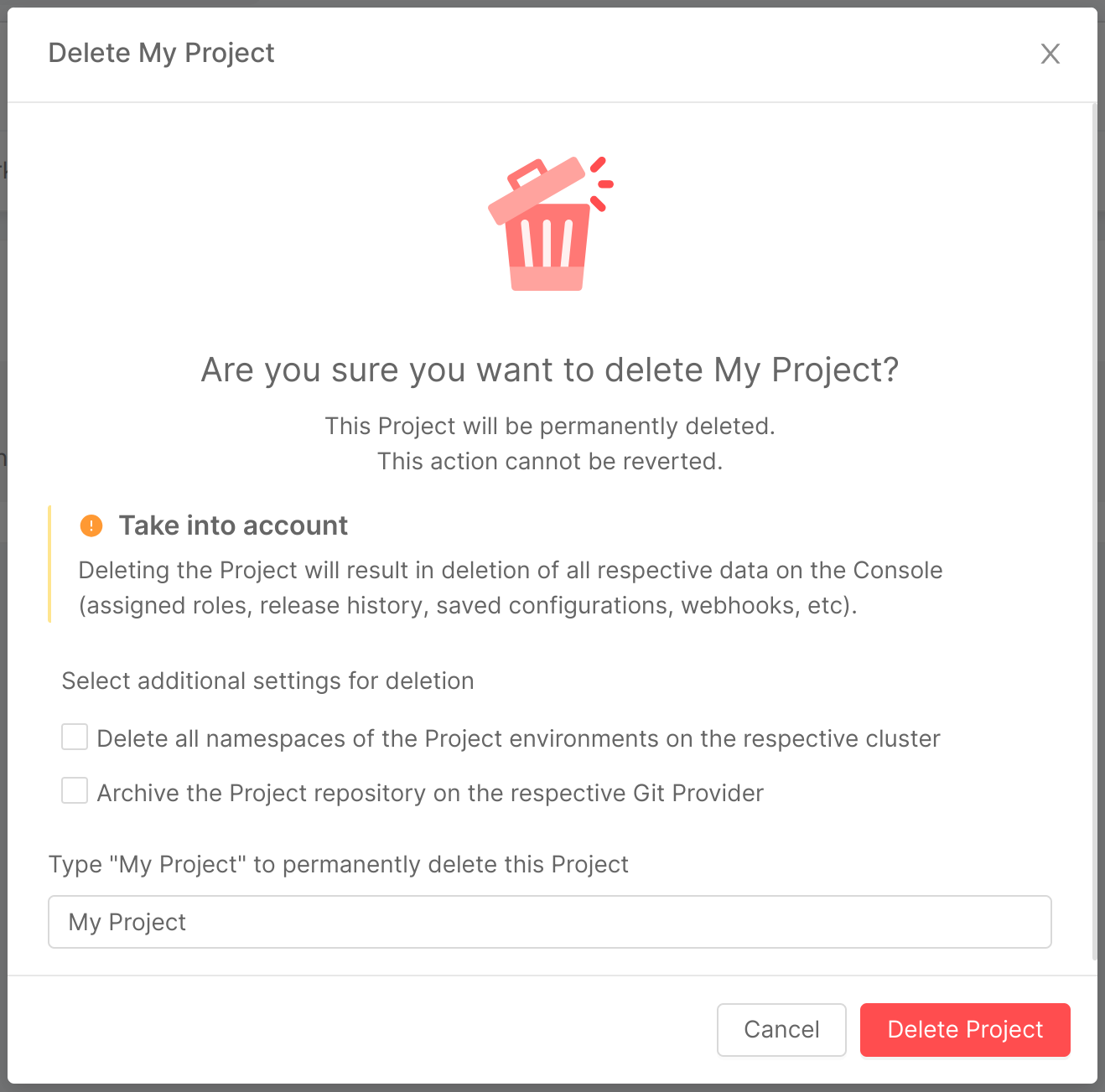 delete project