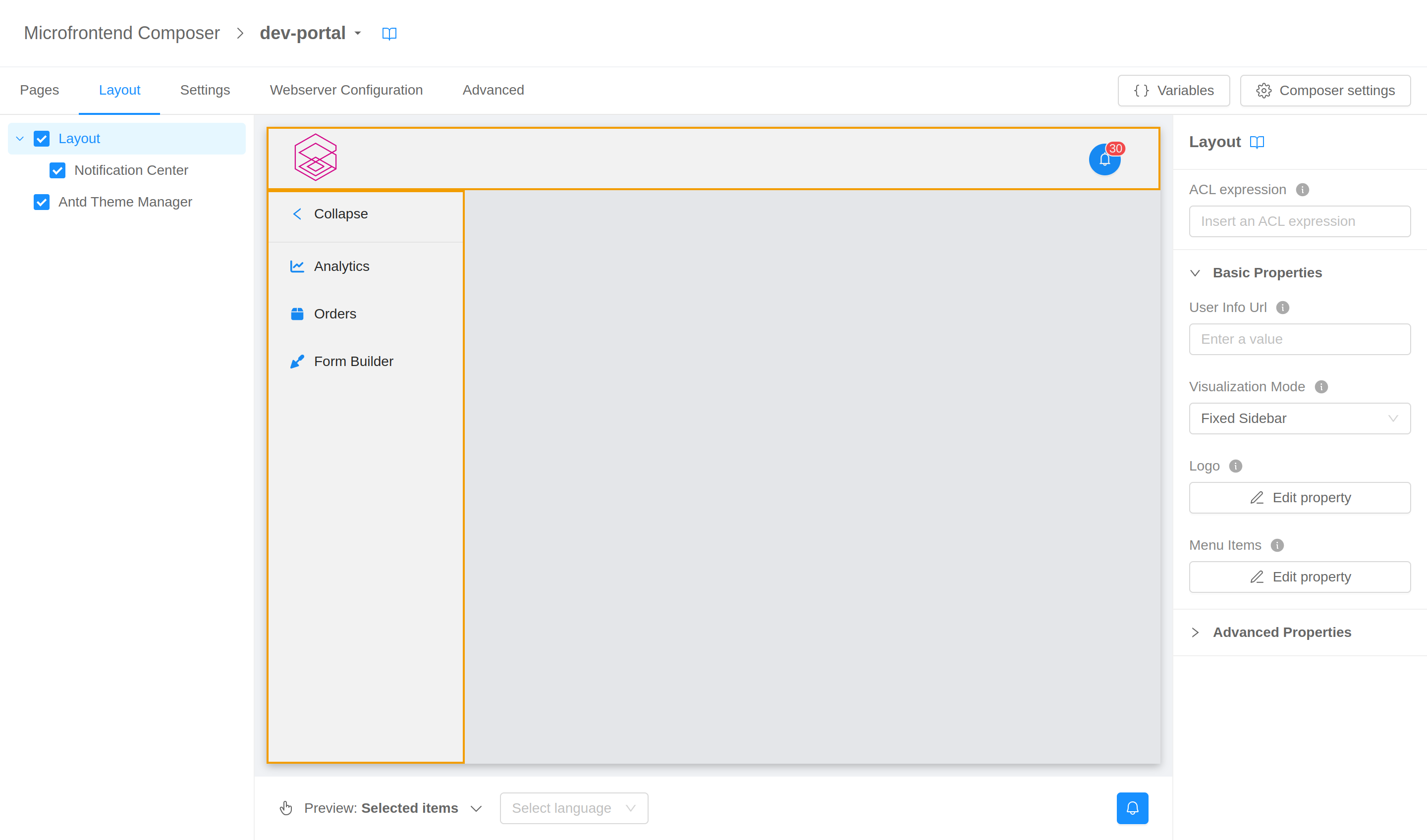 Left menu selected item