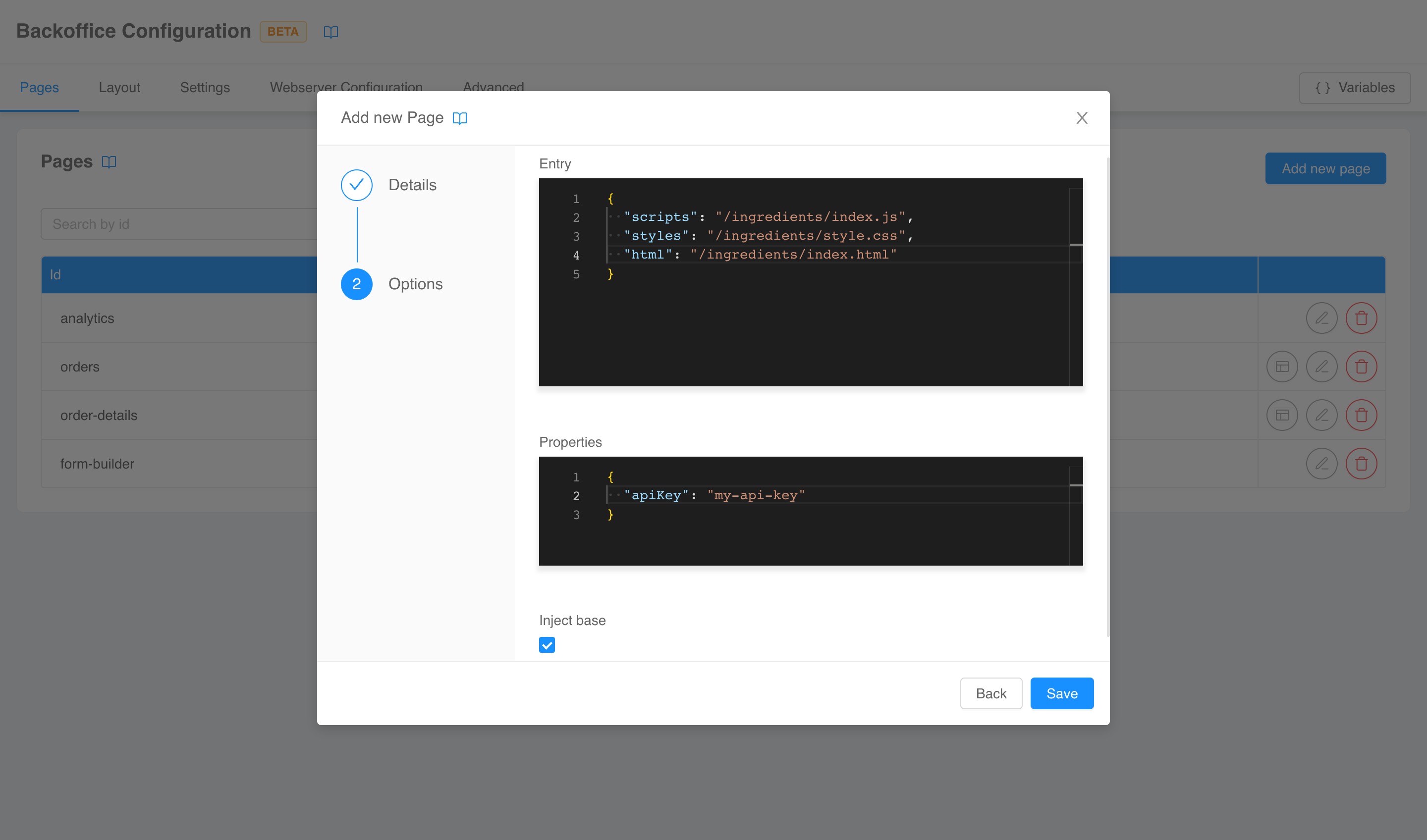 Page micro-frontend options