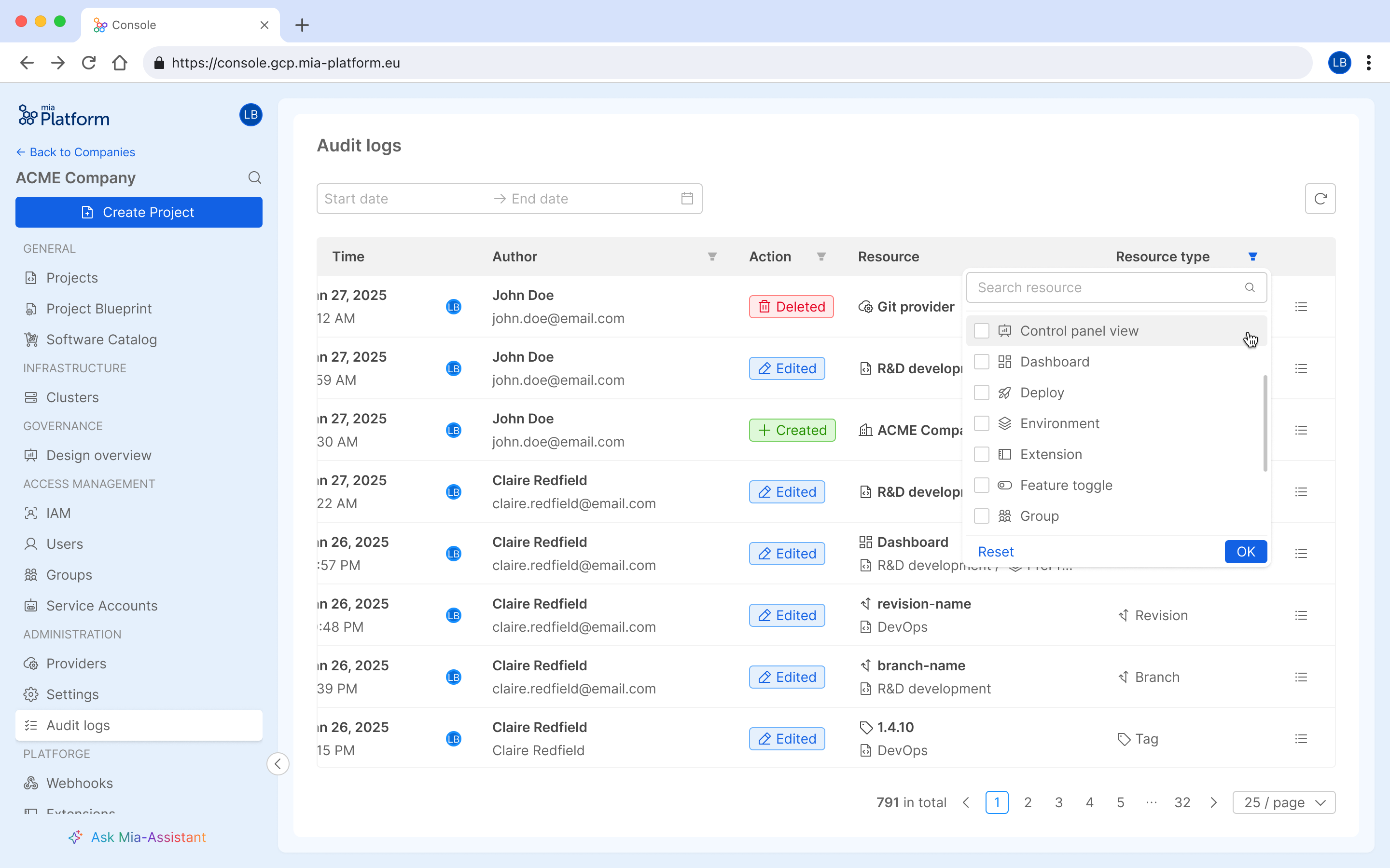 Filtering audit logs